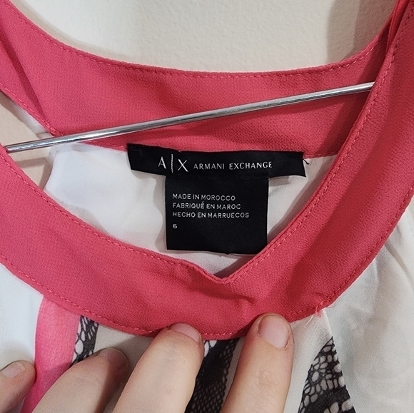 Armani Exchange Cold Shoulder Striped Tie Neck Women 6 Preppy Tunic Mini Dress - Picture 7 of 9